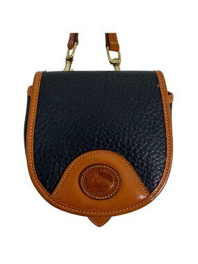 VTG Dooney Bourke Blue MINI AWL Saddle Calvary Crossbody Bag Fanny Pack + Charm
